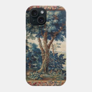 GREENERY, TREES IN WOODLAND LANDSCAPE Antique Flemish Tapestry Phone Case