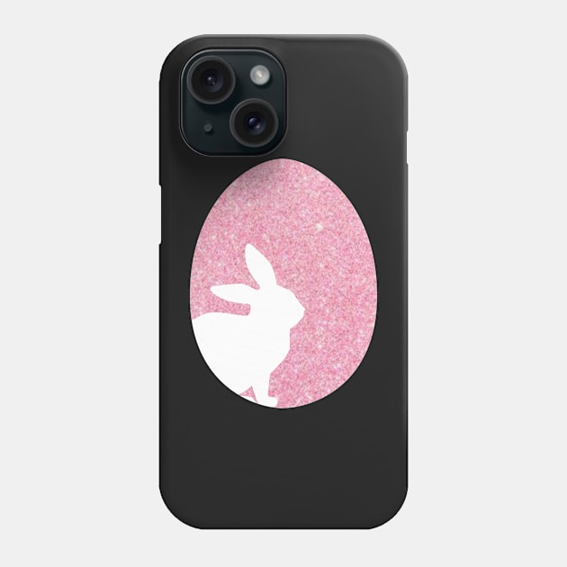 Easter Bunny Silhouette in Pastel Pink Faux Glitter Easter Egg Phone Case by Felicity-K