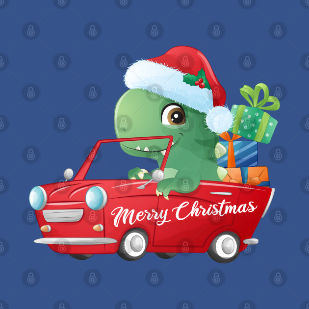 Disover Cute Christmas T Rex Dinosaur In A Car Filled With Gifts - Christmas T Rex - T-Shirt