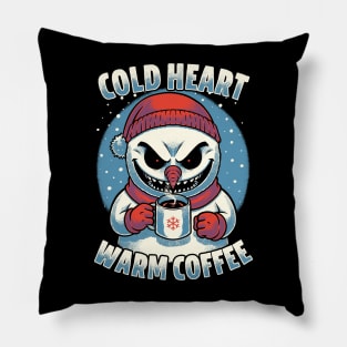 Snowman Evil Coffee - Funny Winter Christmas Pillow