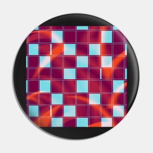 Blue and Red Square Geometric Pattern Pin