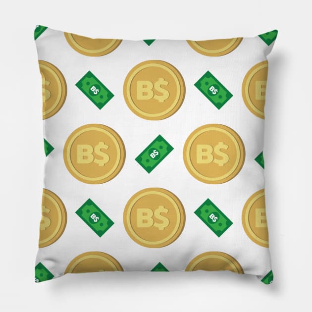 Bahamas's Bahamian Dollar B$ code BSD banknote and coin pattern wallpaper Pillow by FOGSJ