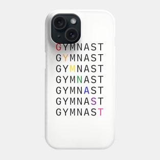 GYMNAST Rainbow Text - Black Phone Case