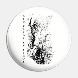 African Elephant "Ban Trade in Ivory" Pin