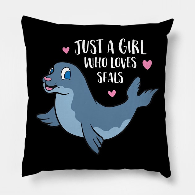 Just a Girl Who Loves Seals Cute Seal Girl Pillow by EQDesigns