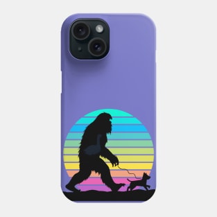 Big Foot walking a Dog Gradient Sunset Phone Case