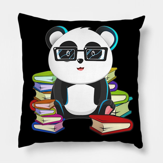 Chibi Anime Panda Book Lover Pillow by TheBeardComic