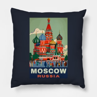 A Vintage Travel Art of Moscow - Russia Pillow