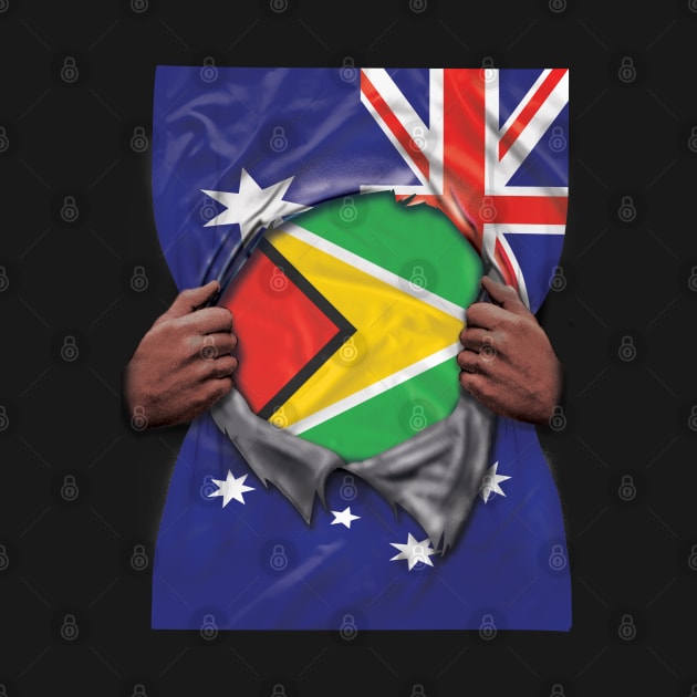 Guyana Flag Australian Flag Ripped - Gift for Guyanese From Guyana by Country Flags