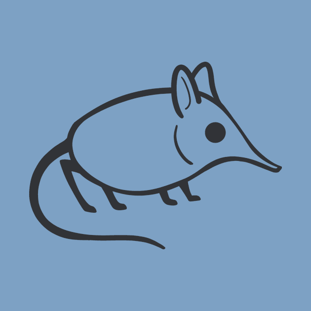 Elephant shrew minimalist design in dark ink by croquis design