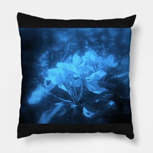 apple blossoms #3, blue tint Pillow