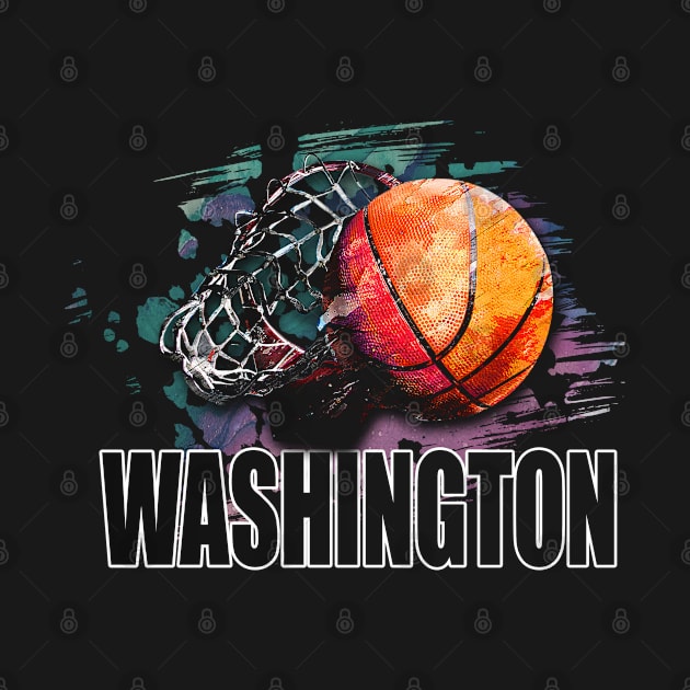 Retro Pattern Washington Basketball Classic Style by Frozen Jack monster