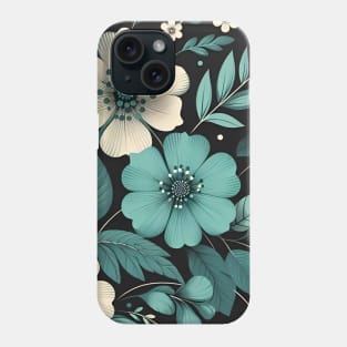 Teal Floral Illustration Phone Case