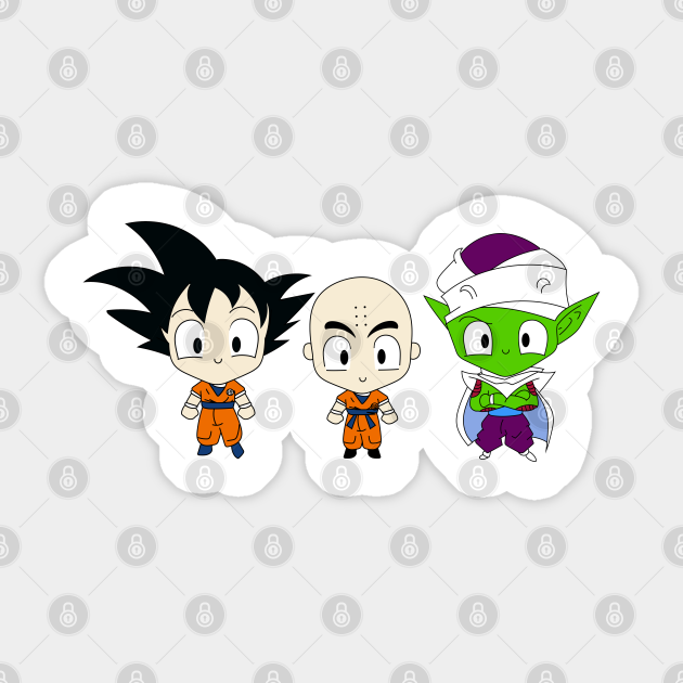 Goku Krillin Piccolo Dragon Ball Z Chibis Dragon Ball Z Super Saiyan Goku Sticker Teepublic Is krillin super saiyan level? goku krillin piccolo dragon ball z chibis