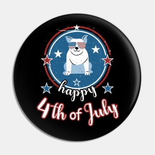 Funny Patriotic Bulldog Happy 4th of July Pin