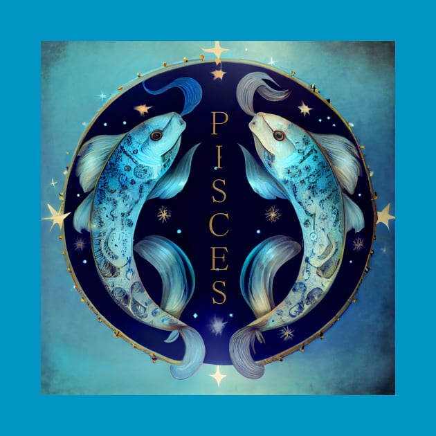 Zodiac Sign PISCES - Fantasy Illustration of astrology Pisces by KOTOdesign