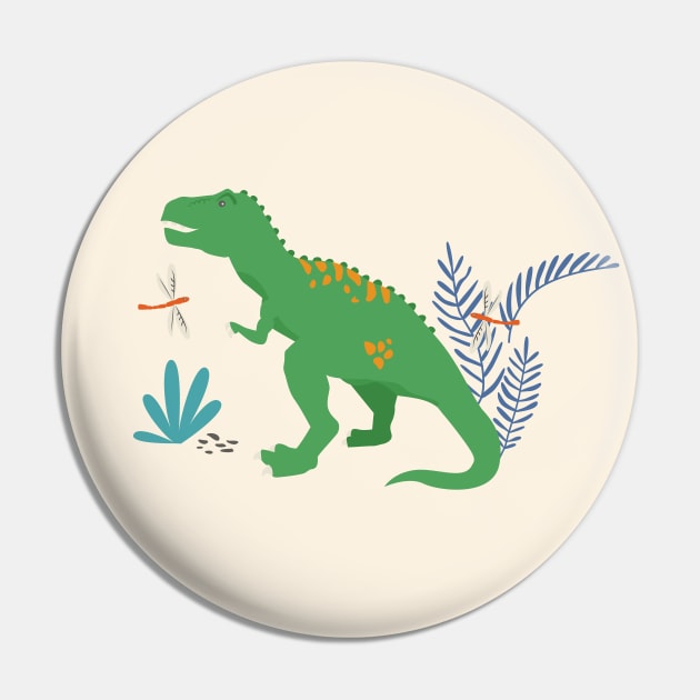 Jurassic Dinosaur in Primary Colors Pin by latheandquill