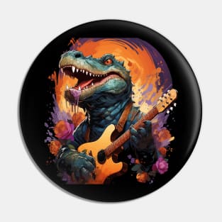 Alligator Playing Guitar Pin