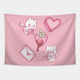 Chibi Cat Cupids Tapestry