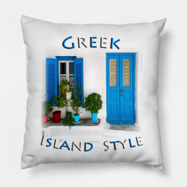 Greek Island Style - Blue & White Pillow by TouristMerch