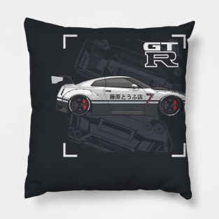 Godzilla GTR black white Pillow