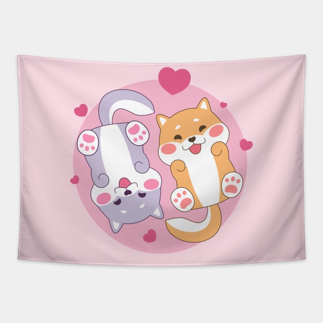 Cute Couple Shiba Inu Tapestry by Purplehate