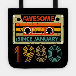 Awesome Since January 1980 44 Years Old 44th Birthday Tote