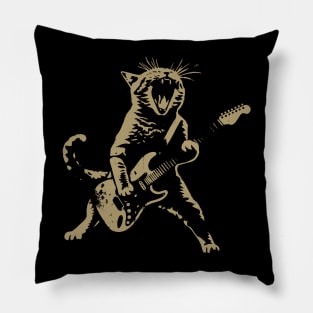 Rock Cat Playing Guitar Shirt Pillow