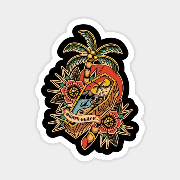 Traditional tattoo beach Magnet by Abrom Rose