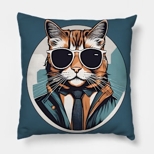 Shades of Whiskers: The Hipster Cat Pillow