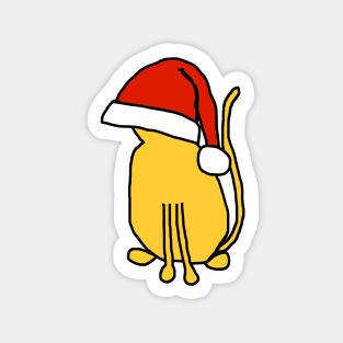 Yellow Cat in a Christmas Santa Hat Magnet