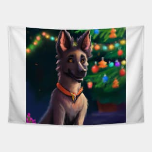 Cute Belgian Shepherd Drawing Tapestry