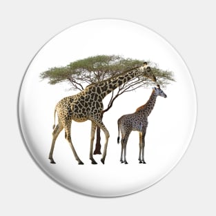 Giraffe-Mama with a Baby - Safari in Kenya / Africa Pin