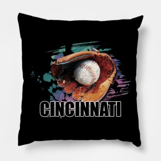 Retro Proud Team Name Cincinnati Classic Style Baseball Pillow