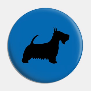 Scottish Terrier Dog Silhouette - Black on Scottish Saltire Blue Background Pin