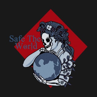 SAFE THE WORLD, Band Merchandise, Skull Design, Skate Design T-Shirt