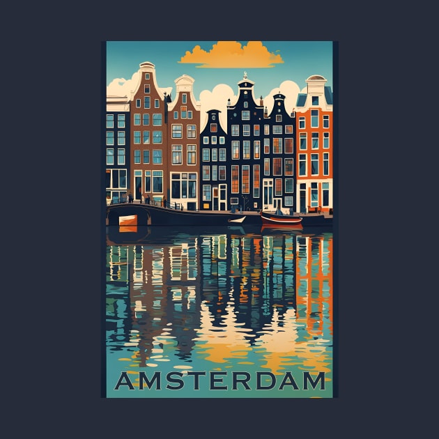 Amsterdam Modern Travel Poster Advert by LittleBean