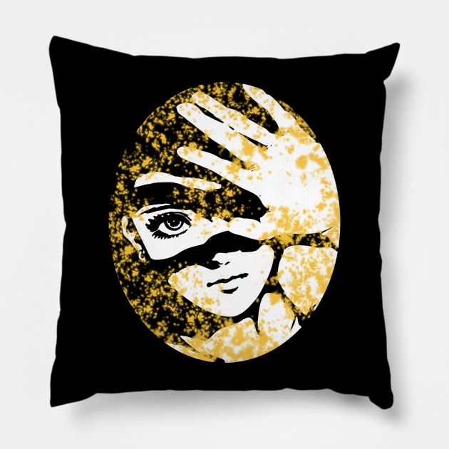 Punk Fashion Style Oval Gold Glowing Girl Pillow by Punk Fashion