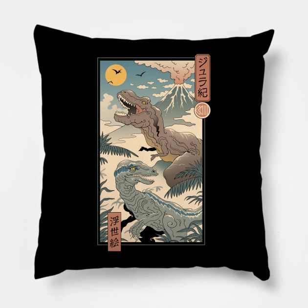 Jurassic Ukiyo-e 2 Pillow by Vincent Trinidad Art