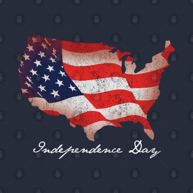 Independence Day USA Flag America Map by DetourShirts