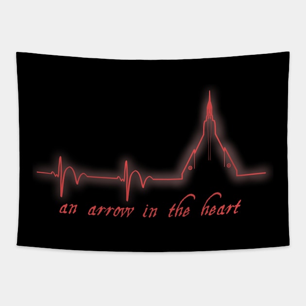 Arrow in the Heart Red Tapestry by Amberchrome