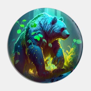 Gizzly Bear Animal Portrait Painting Wildlife Outdoors Adventure Pin