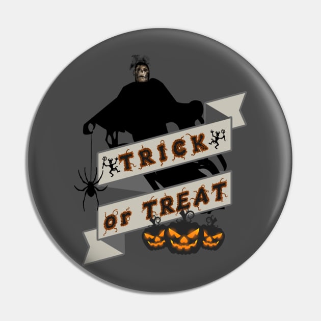 Trick or Treat Skeleton Pin by FlyingWhale369