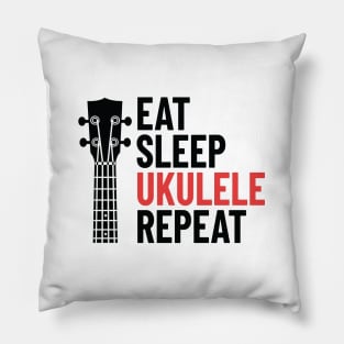 Eat Sleep Ukulele Repeat Ukulele Headstock Light Theme Pillow