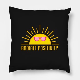 Radiate positivity, happy sun with pink sunglasses Pillow