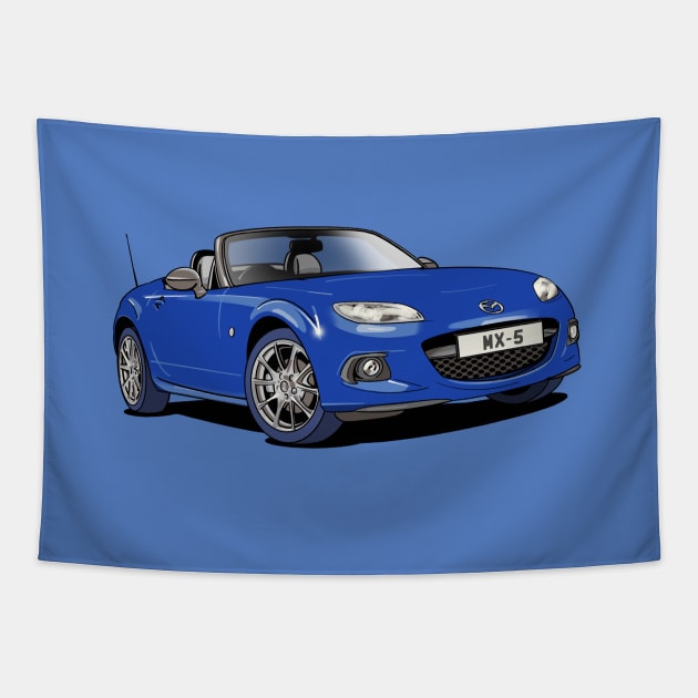 Mazda MX-5 Sportscar in blue Tapestry by Webazoot