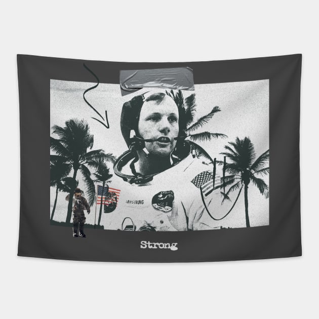 Neil Armstrong Space Vintage Tapestry by portraiteam