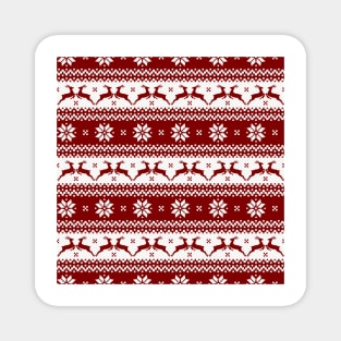 Dark Christmas Candy Apple Red Nordic Reindeer Stripe Magnet