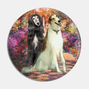 Monet's Masterpiece The Path Adapted to Include Two Afghan Hounds Pin