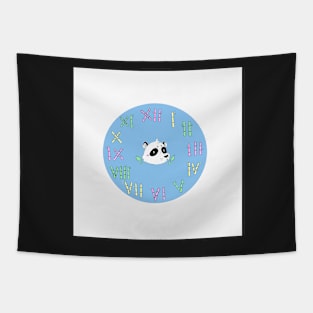 Blue panda clock Tapestry